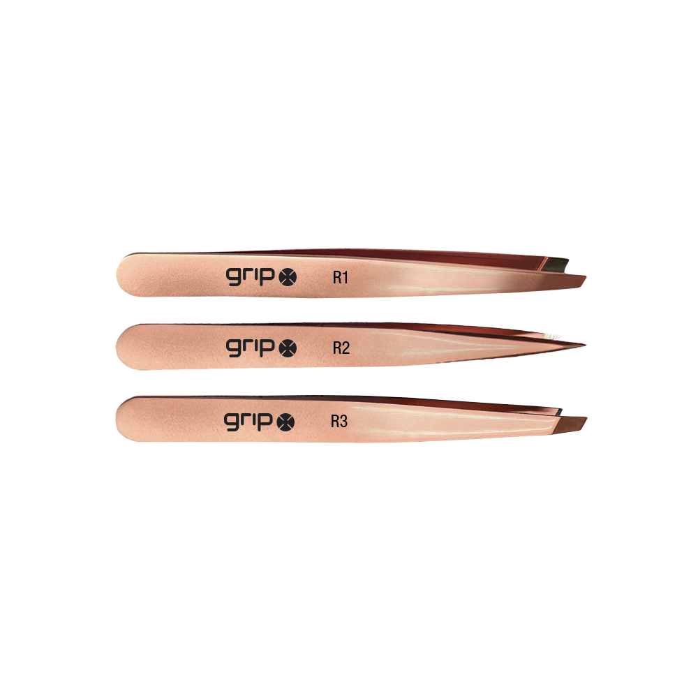 GRIP® Precision Tweezer 3-Pack- Rose Gold Grip Beauty Tools