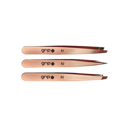 GRIP® Precision Tweezer 3-Pack- Rose Gold Grip Beauty Tools