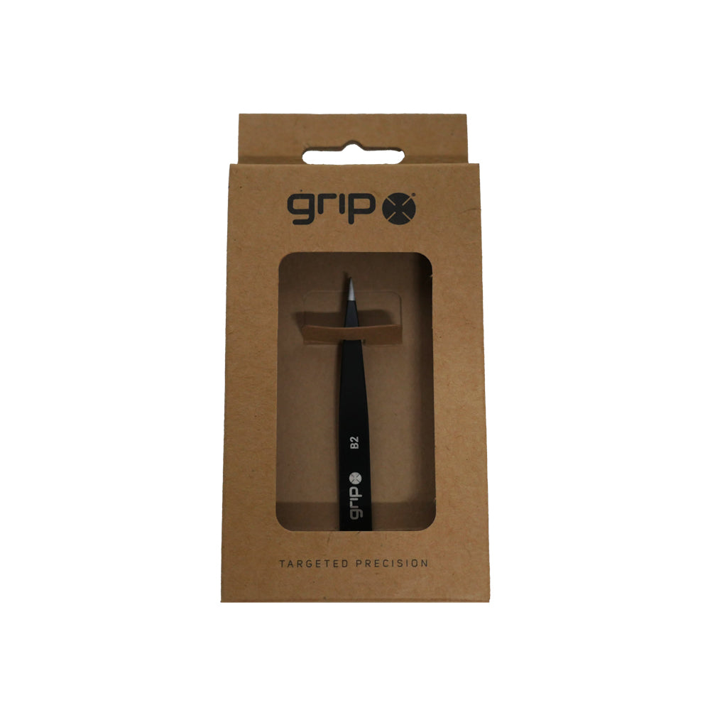 GRIP® Tweezer Pointed Tip Matte Black MB2 Grip Beauty Tools