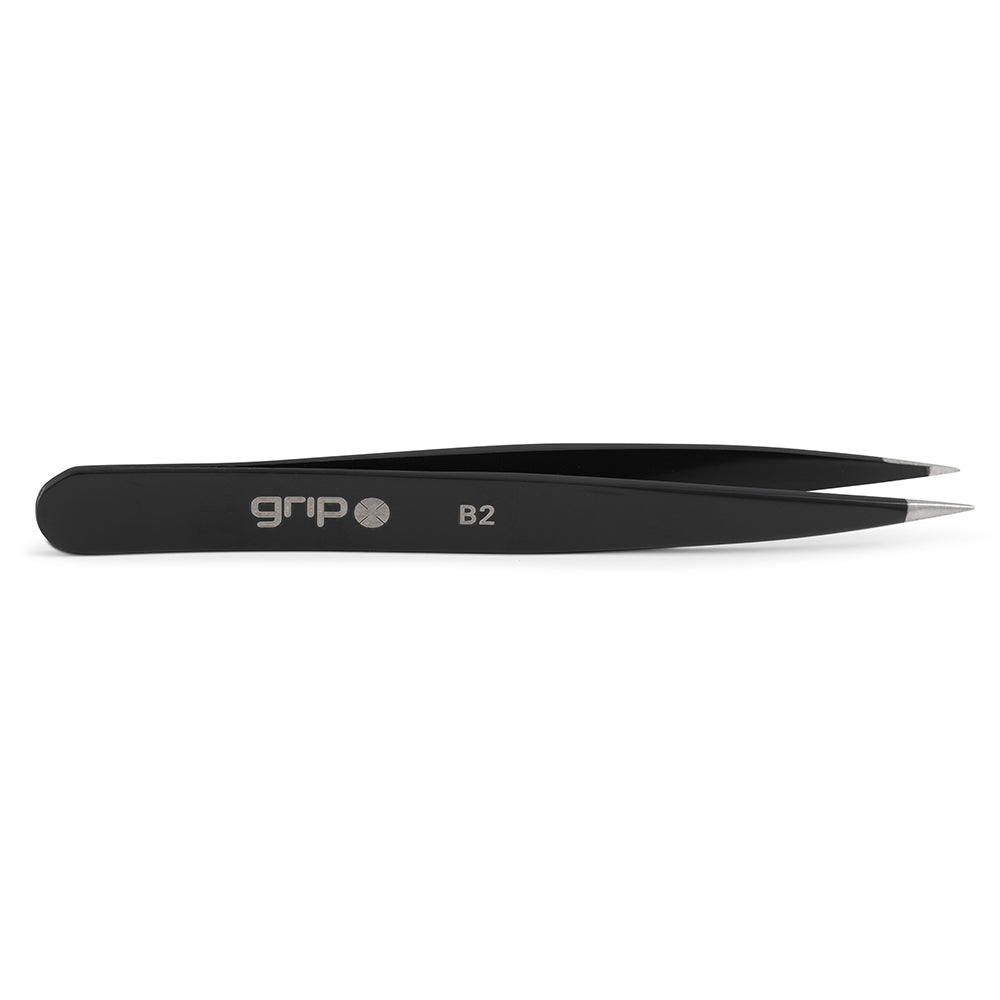 GRIP® Tweezer Pointed Tip Matte Black MB2 Grip Beauty Tools