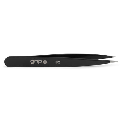 GRIP® Tweezer Pointed Tip Matte Black MB2 Grip Beauty Tools