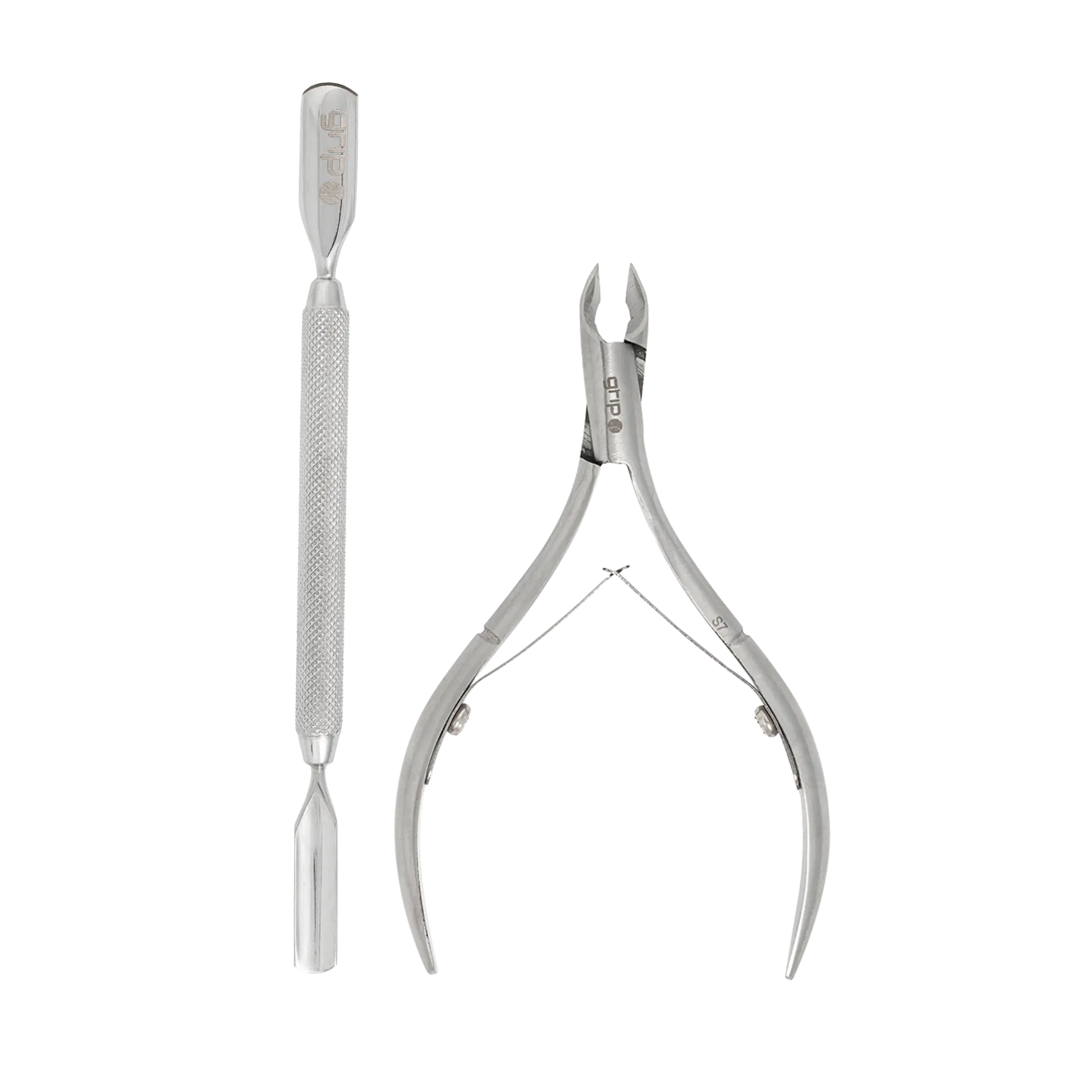 GRIP® Cuticle Duo - Stainless Steel Cuticle Pusher & Nipper Grip Beauty Tools