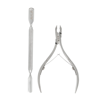 GRIP® Cuticle Duo - Stainless Steel Cuticle Pusher & Nipper Grip Beauty Tools